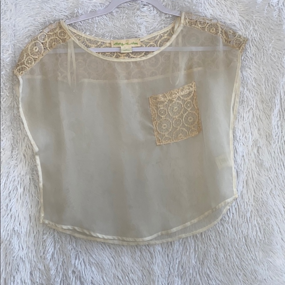 Staring At Stars Sheer Creme Lace Top